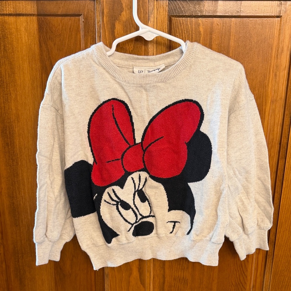 Baby Gap Tan DISNEY Sweater with Red Bow Graphic